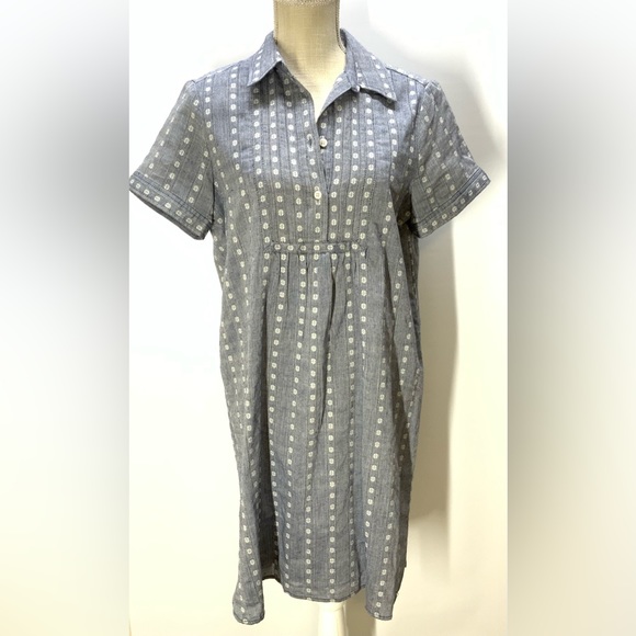Max Studio Chambray Embroidered Collard Shirt Dress - Picture 1 of 12